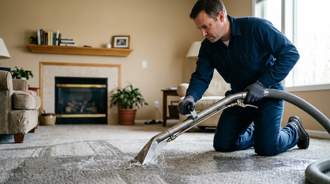 Water damage restoration technician working near Dennison, IL